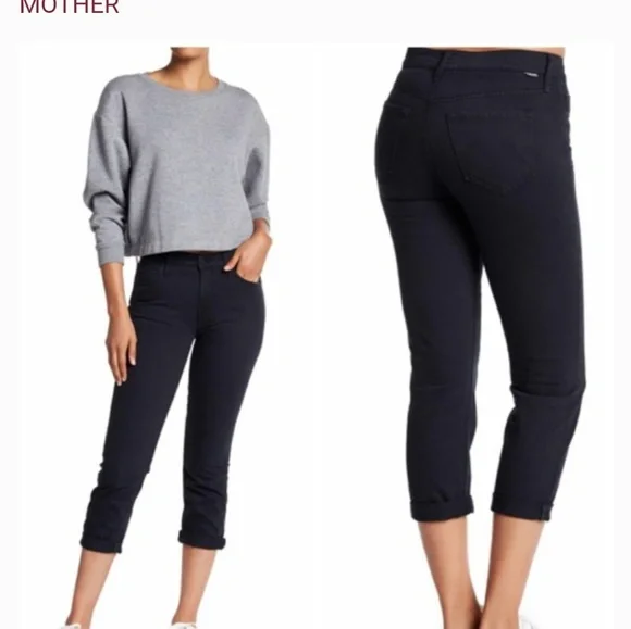 NWT MOTHER The Dropout Black Crop (32)
